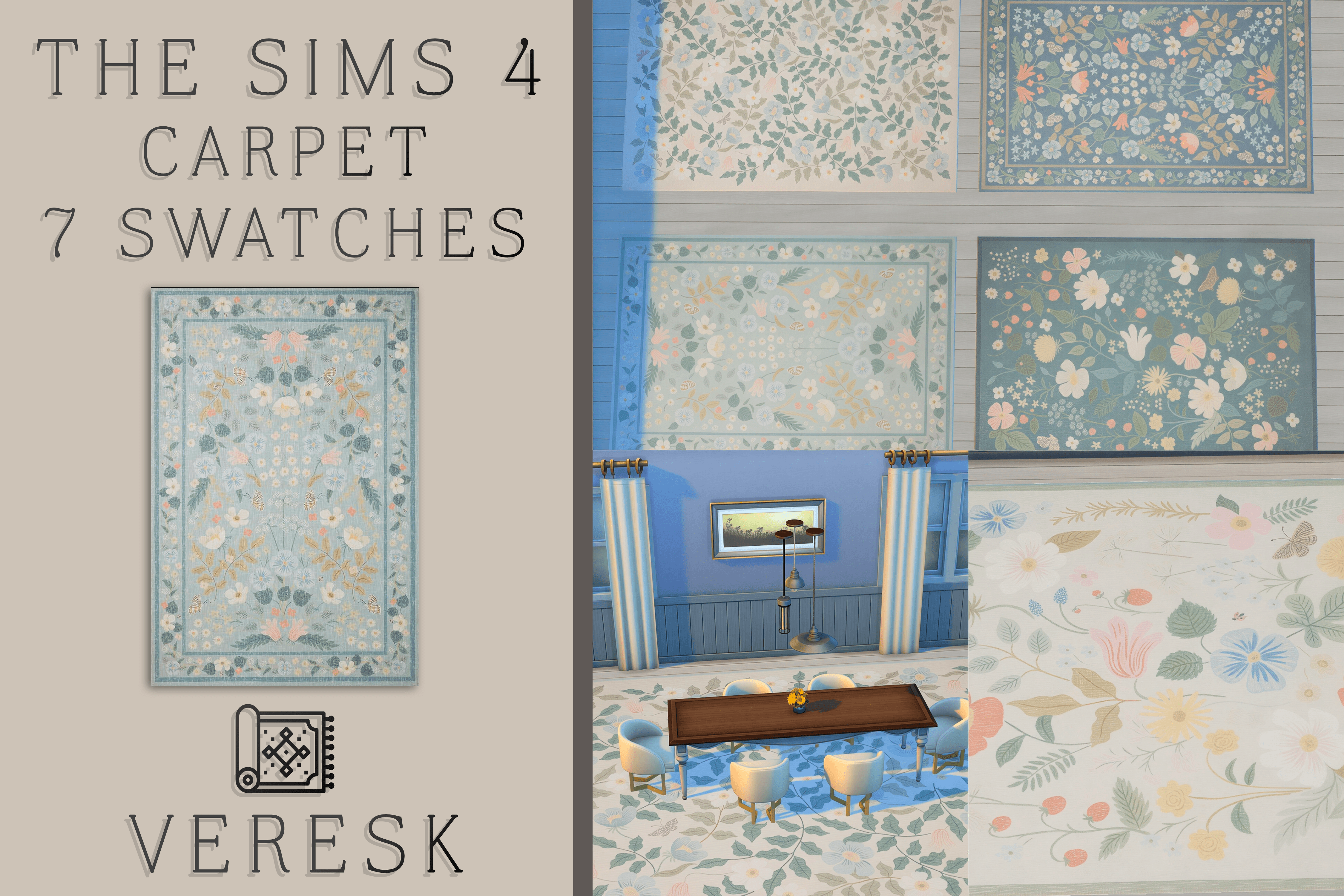 Ковер Pink and Blue Brocade Symphony Rug
